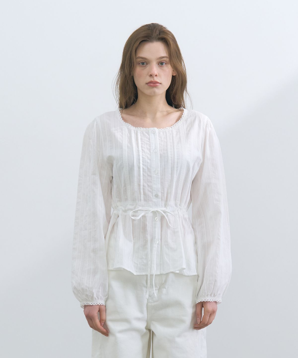 판도라핏(PANDORAFIT) Lace String Blouse (white)