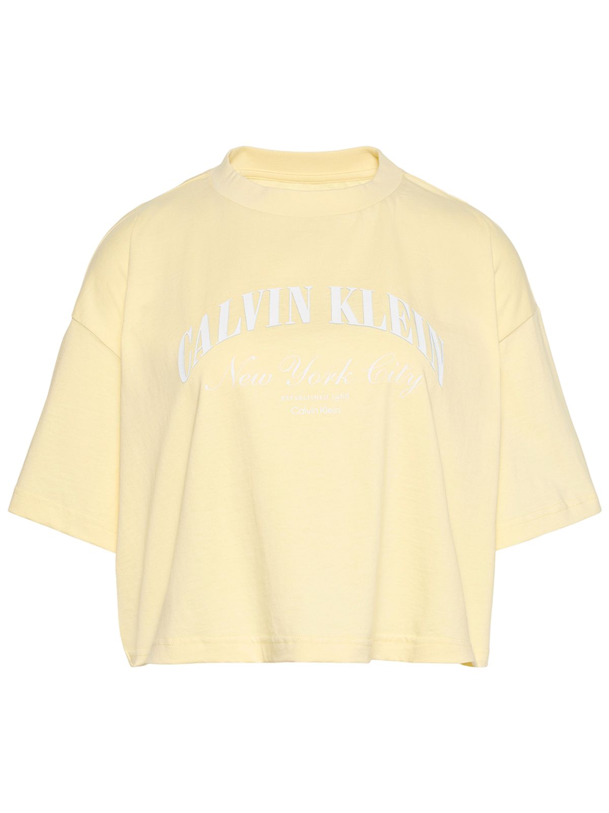 캘빈클라인 진(CALVIN KLEIN JEANS) 여성 크롭드 박시 헤리티지 체스트 로고 반팔 티셔츠 47F813G ZRK