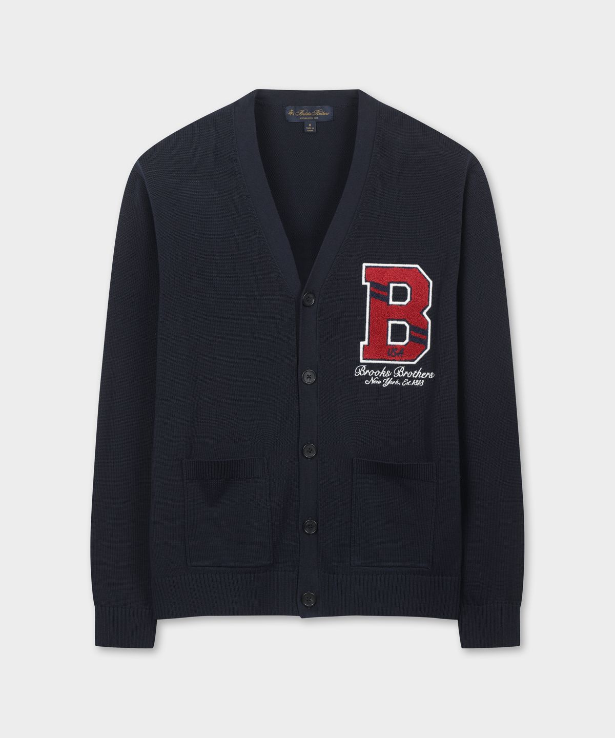 브룩스 브라더스(BROOKS BROTHERS) [Heritage] B로고 와펜 가디건 (네이비) (BBWCMHG152)