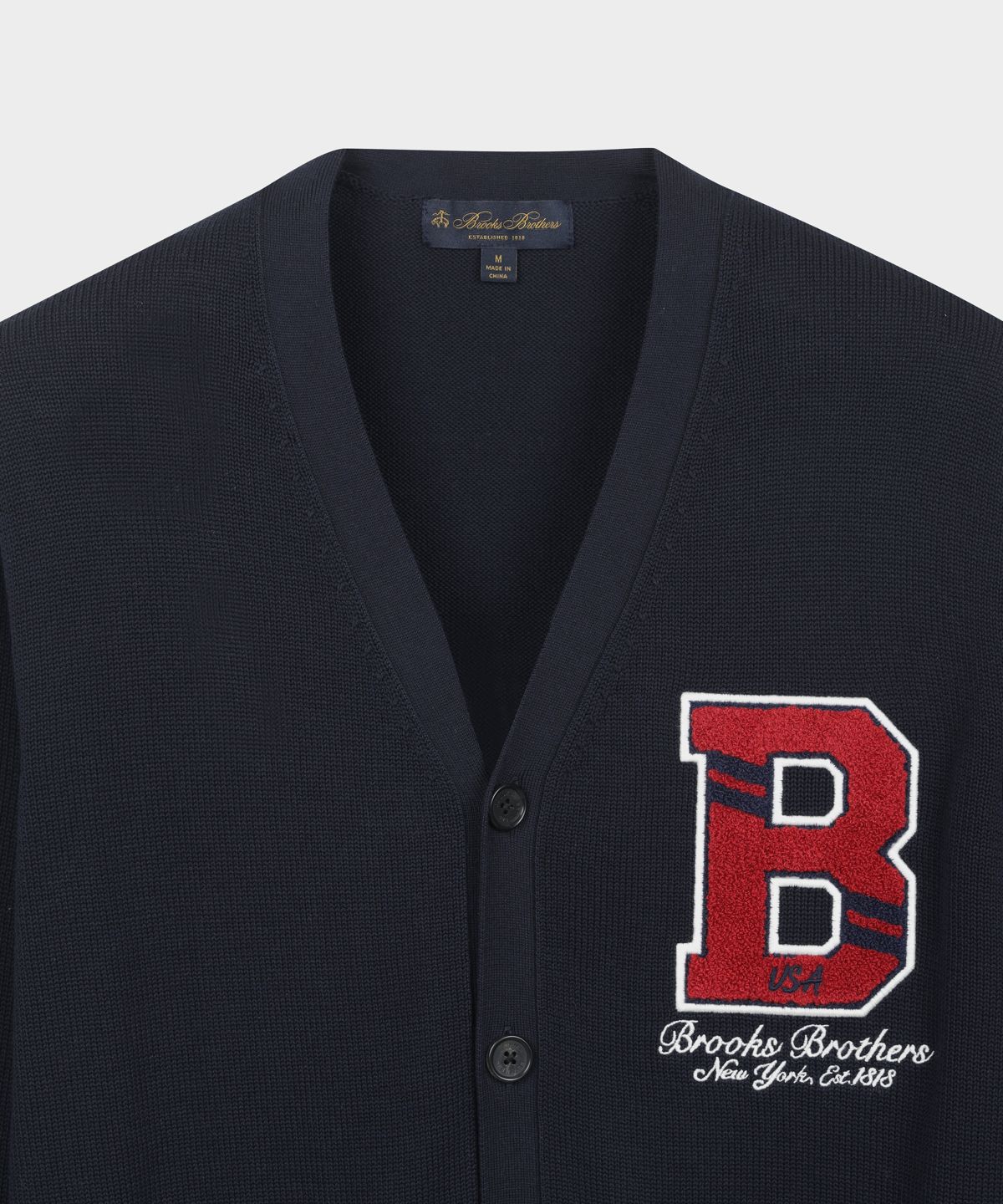 브룩스 브라더스(BROOKS BROTHERS) [Heritage] B로고 와펜 가디건 (네이비) (BBWCMHG152)