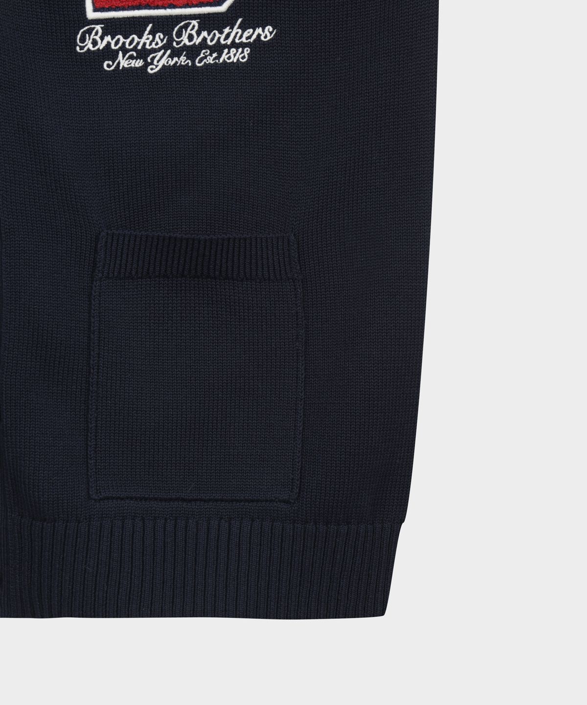 브룩스 브라더스(BROOKS BROTHERS) [Heritage] B로고 와펜 가디건 (네이비) (BBWCMHG152)