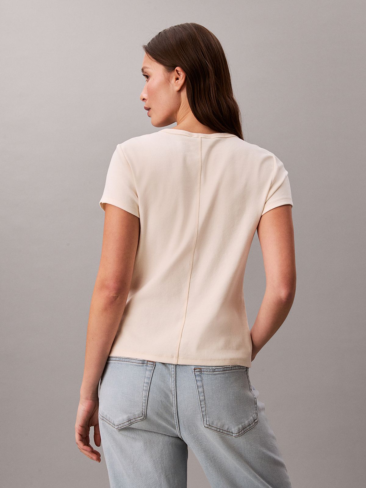 캘빈클라인 진(CALVIN KLEIN JEANS) 여성 리파인드립 버튼업 크루넥 탑 47F253G F7J