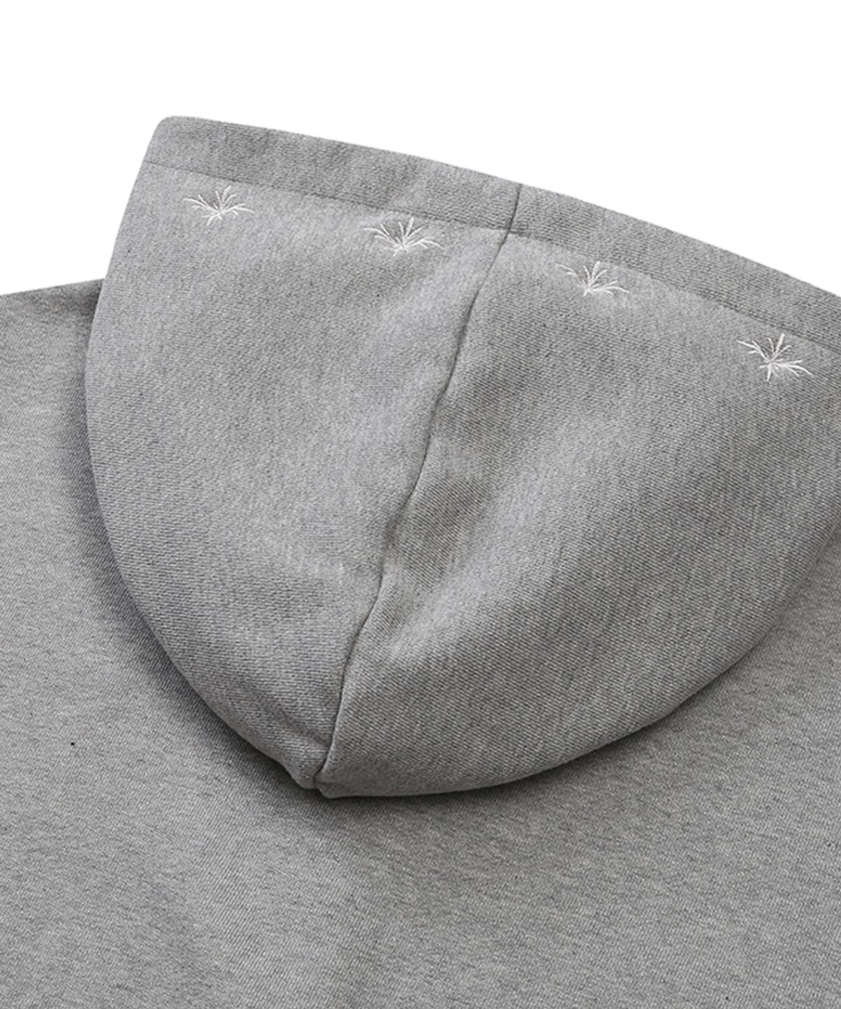 이이이알알알(EEERRR) Weekend warrior waffle applique hoodie zip-up (Melange)