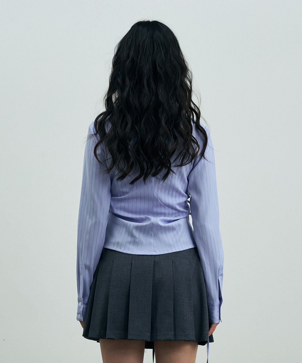 아리킴(ARIKIM) EVE STRIPE WRAP SHIRT / SKY BLUE