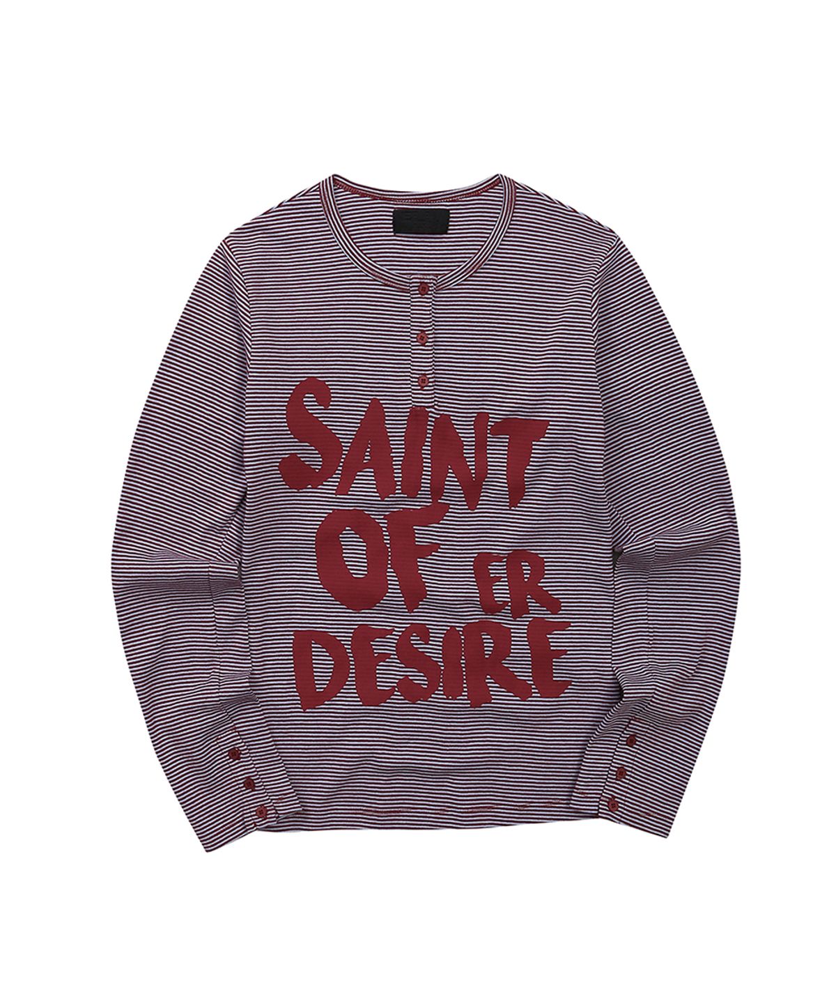 이이이알알알(EEERRR) Saint of desire stripe henry neck long sleeve (Burgundy)