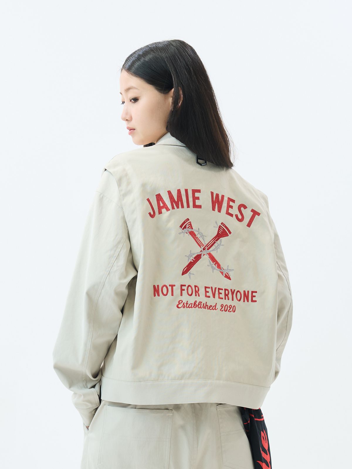 제이미웨스트(JAMIE WEST) 메탈 카라포인트 워크자켓 (베이지)