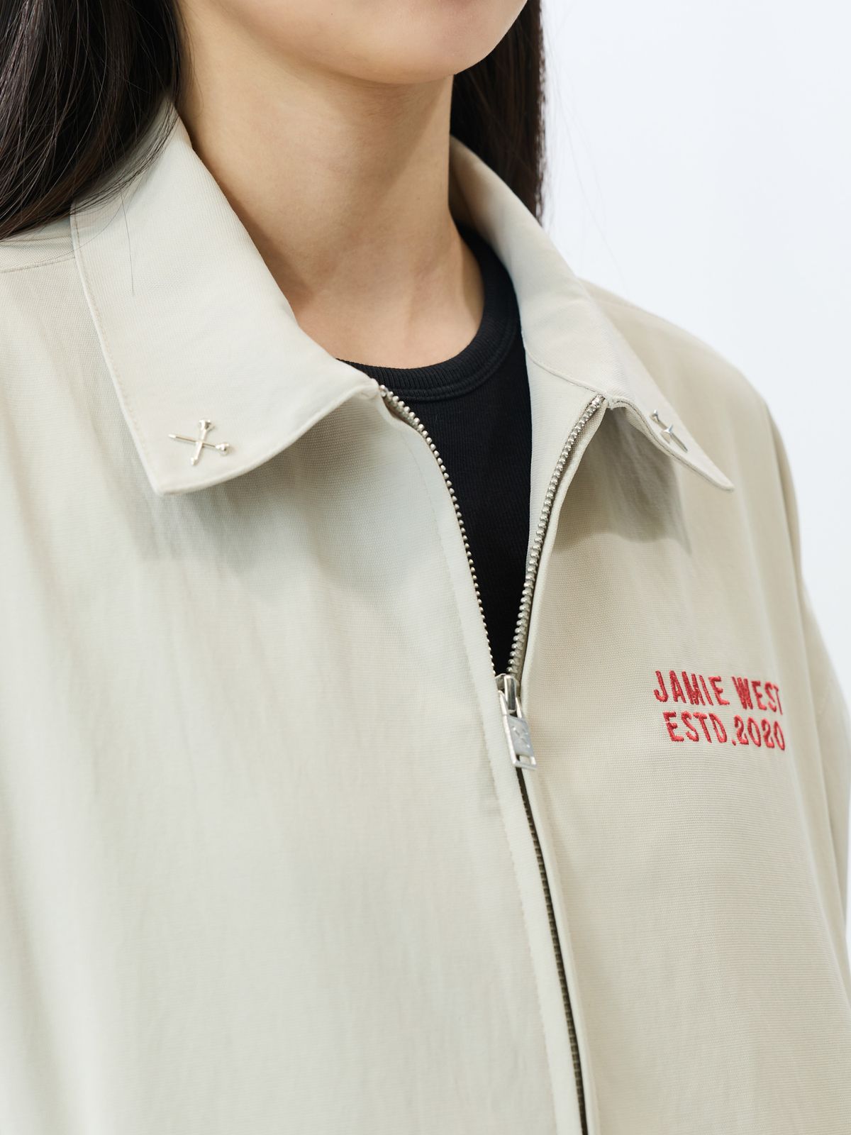 제이미웨스트(JAMIE WEST) 메탈 카라포인트 워크자켓 (베이지)
