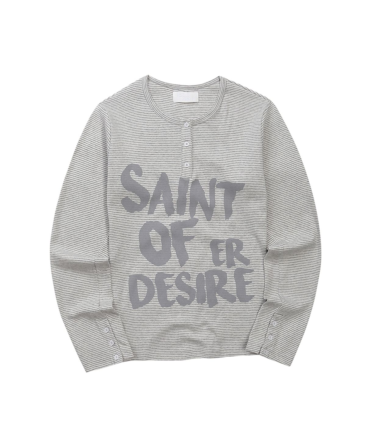 이이이알알알(EEERRR) Saint of desire stripe henry neck long sleeve (Melange)