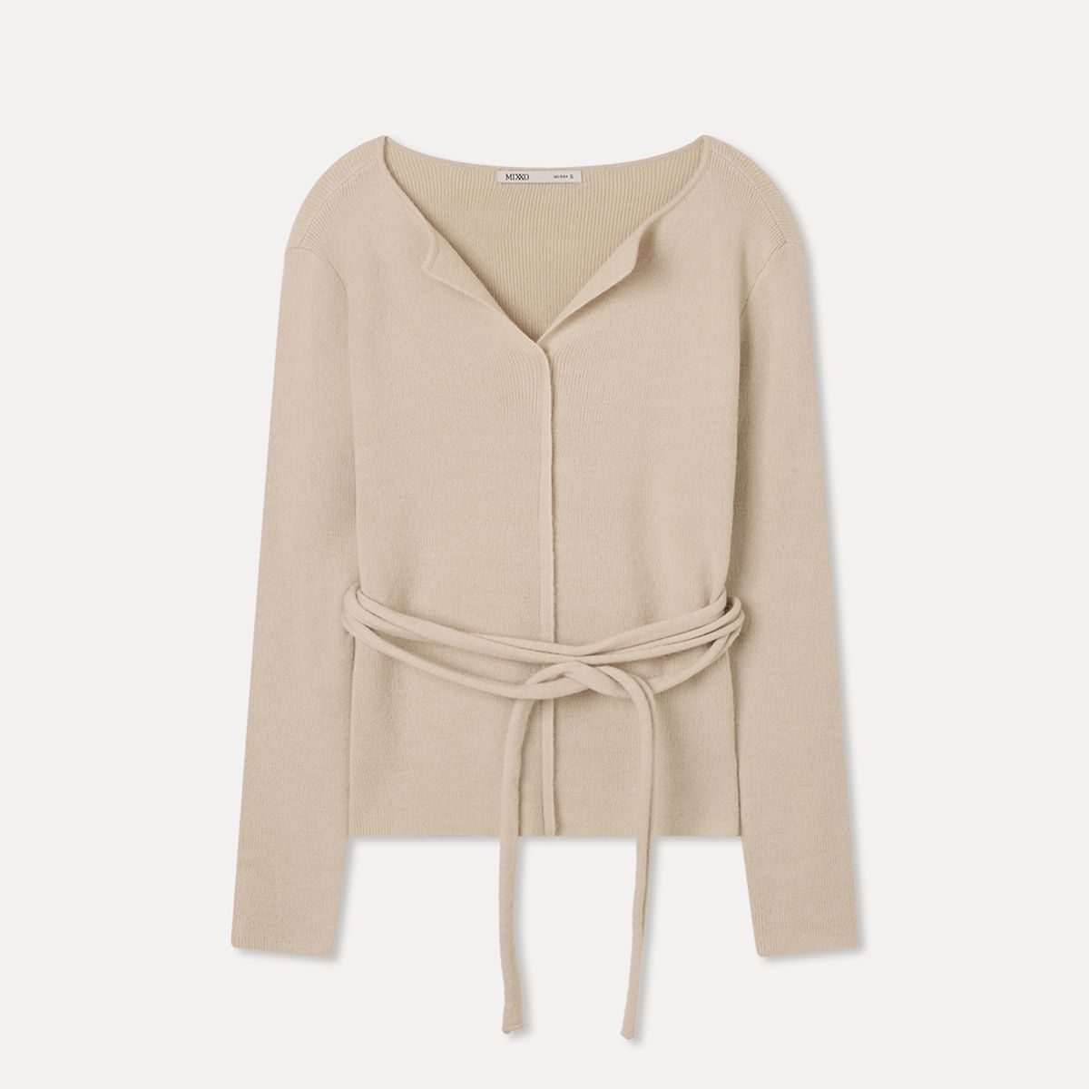 미쏘(MIXXO) 오픈카라 골지 스트랩 풀오버_MIWKAG314T