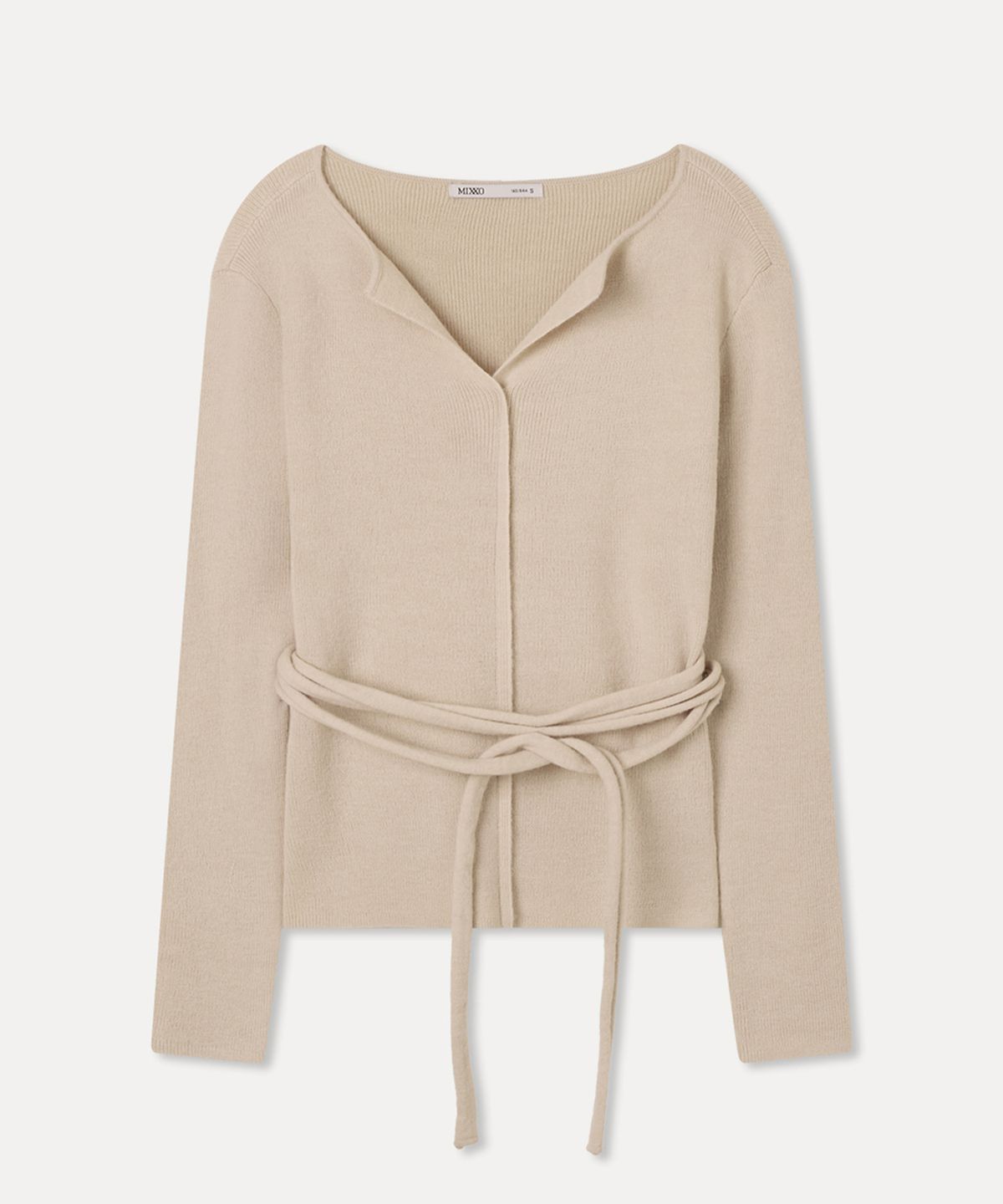 미쏘(MIXXO) 오픈카라 골지 스트랩 풀오버_MIWKAG314T
