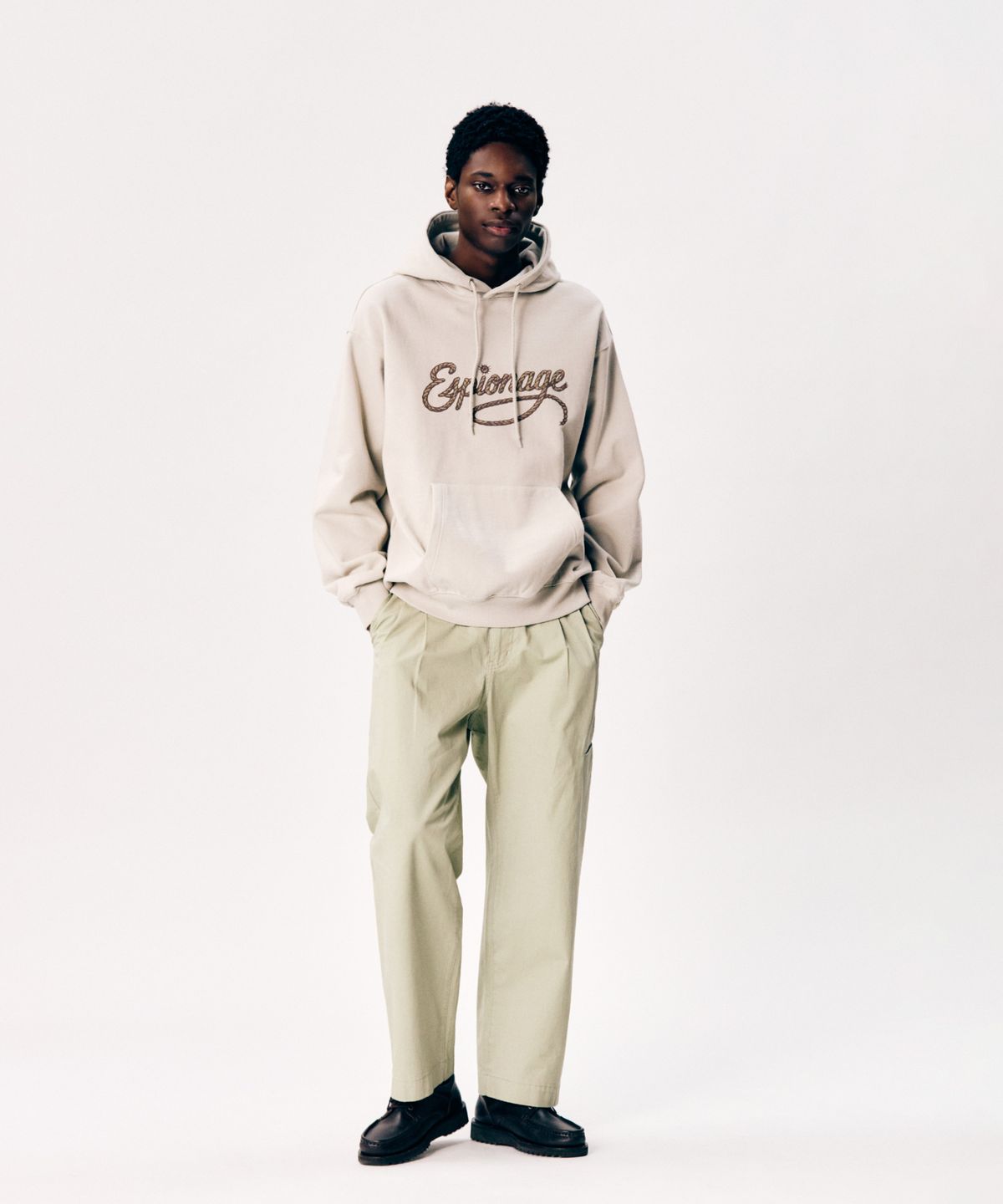 에스피오나지(ESPIONAGE) Cowboy Rope Logo Heavyweight Hoodie Sand