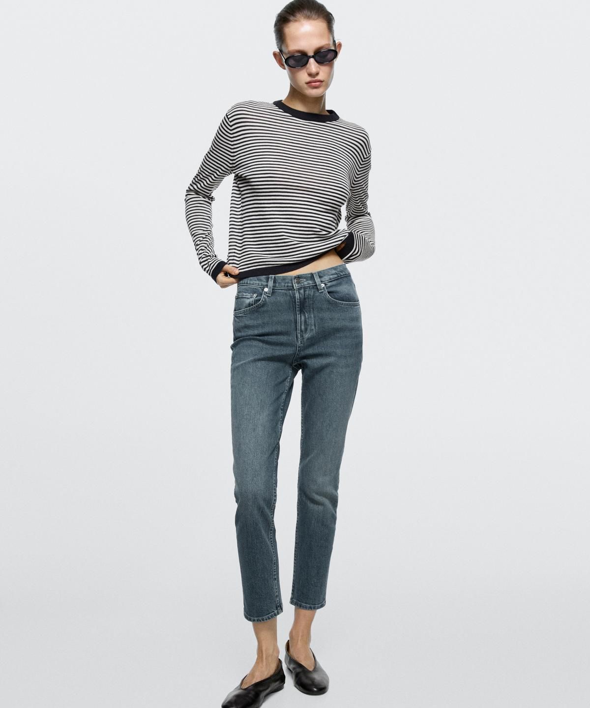 마시모두띠(MASSIMO DUTTI) 슬림핏 미드웨이스트 크롭 진