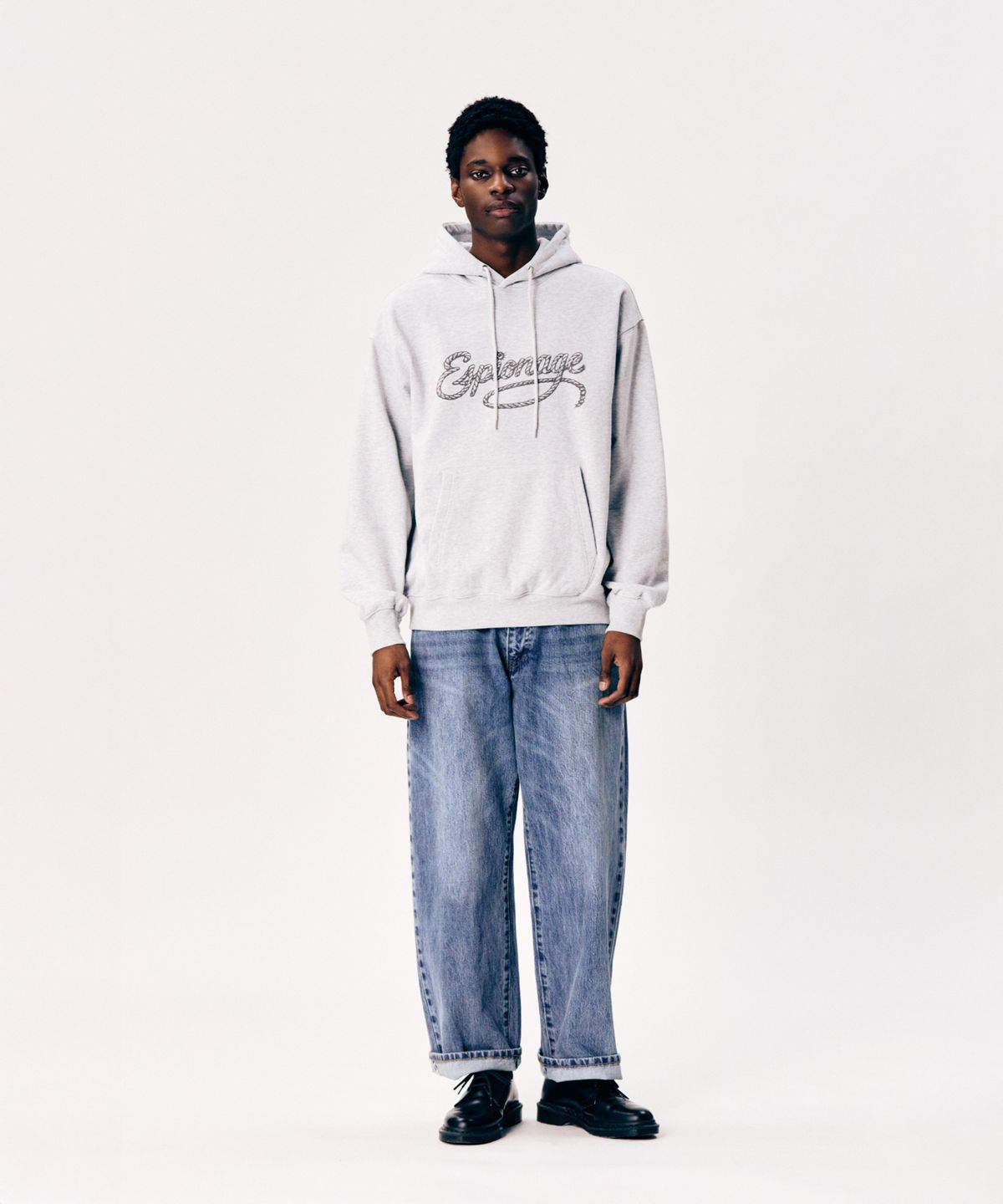 에스피오나지(ESPIONAGE) Cowboy Rope Logo Heavyweight Hoodie Grey