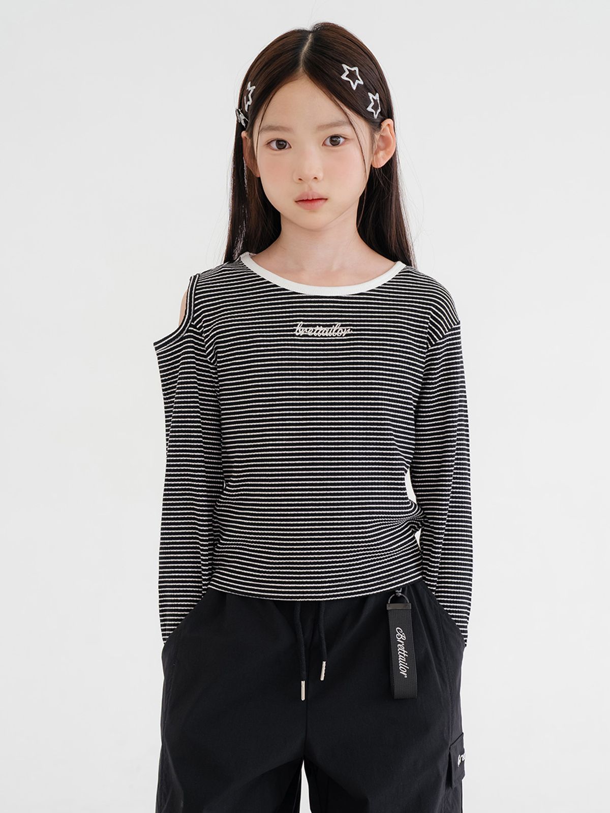 브렛테일러(BRETTAILOR) 모노 슬릿 스트라이프 티셔츠
