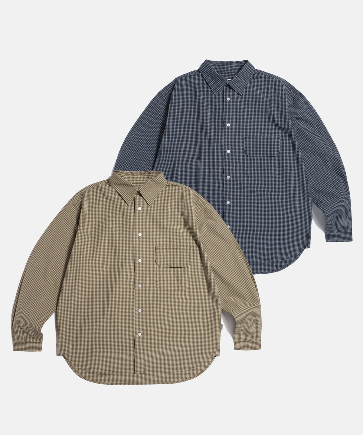 에스피오나지(ESPIONAGE) Multi Check Flap Pocket Shirt Navy