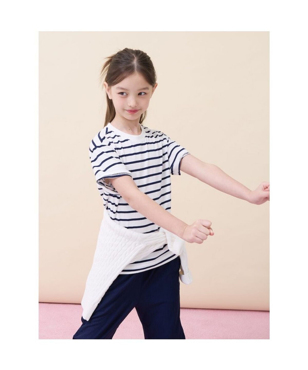 빈폴 키즈(BEANPOLE KIDS) [Essential] 스트라이프 반소매 티셔츠 - 아이보리 (BI6242UE20)