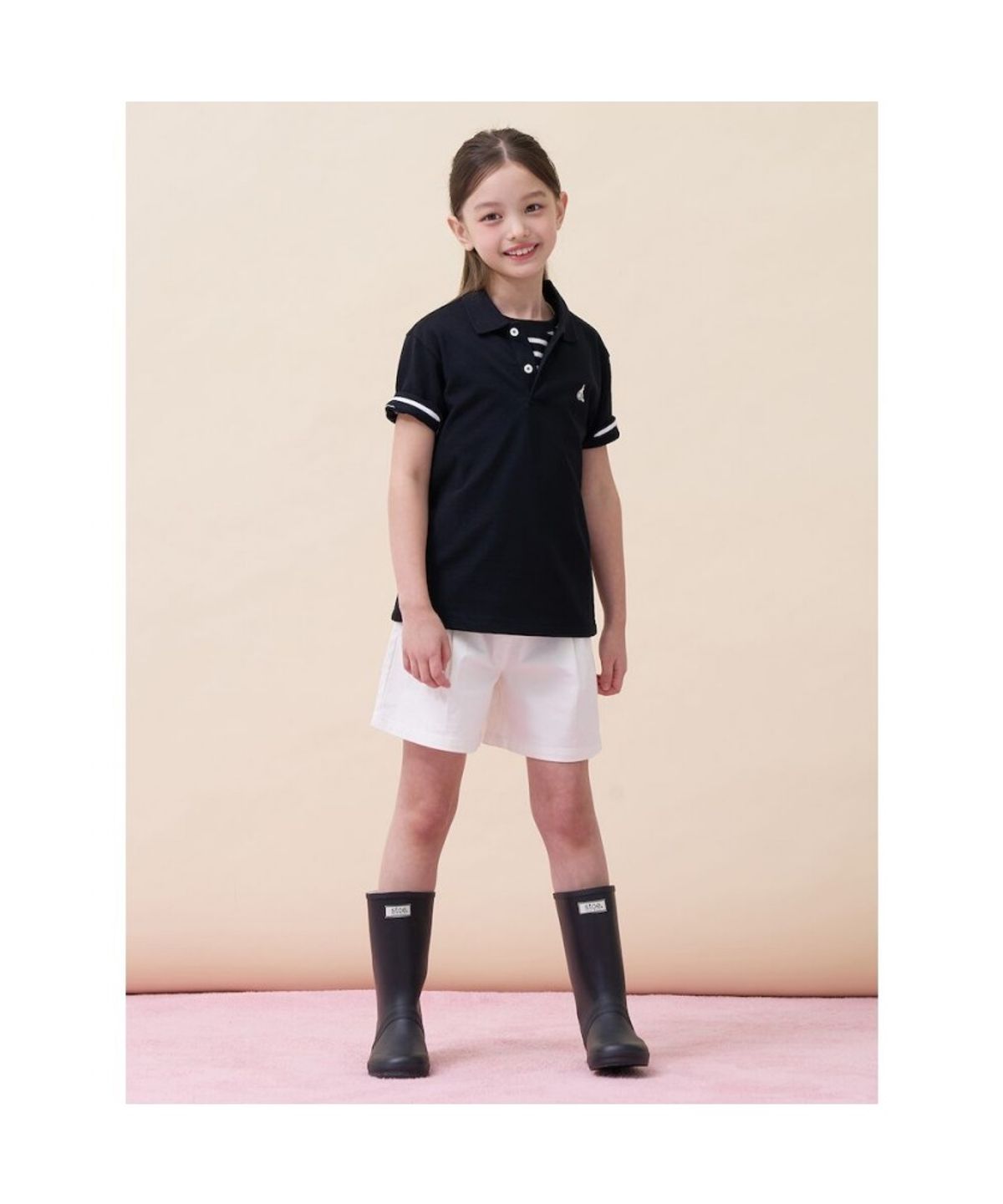 빈폴 키즈(BEANPOLE KIDS) [Essential] 피케 카라 반소매 티셔츠 - 블랙 (BI6242UE35)