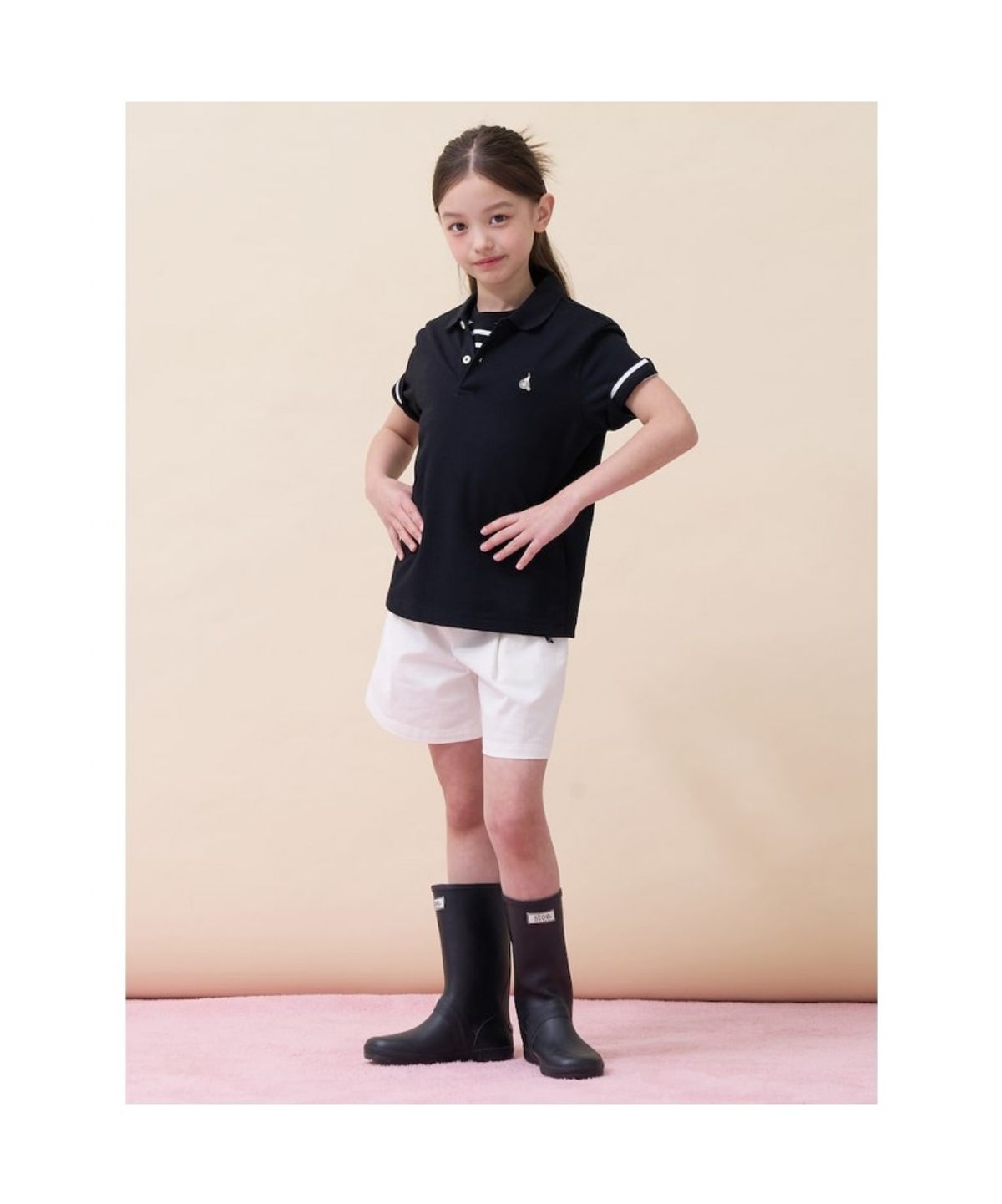 빈폴 키즈(BEANPOLE KIDS) [Essential] 피케 카라 반소매 티셔츠 - 블랙 (BI6242UE35)