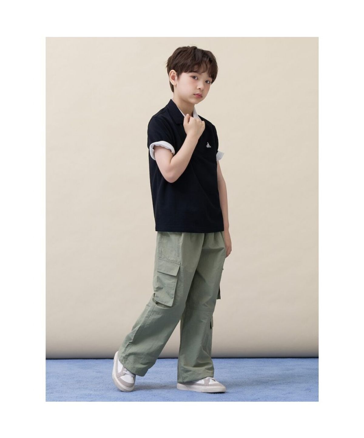 빈폴 키즈(BEANPOLE KIDS) [Essential] 피케 카라 반소매 티셔츠 - 블랙 (BI6242UE35)