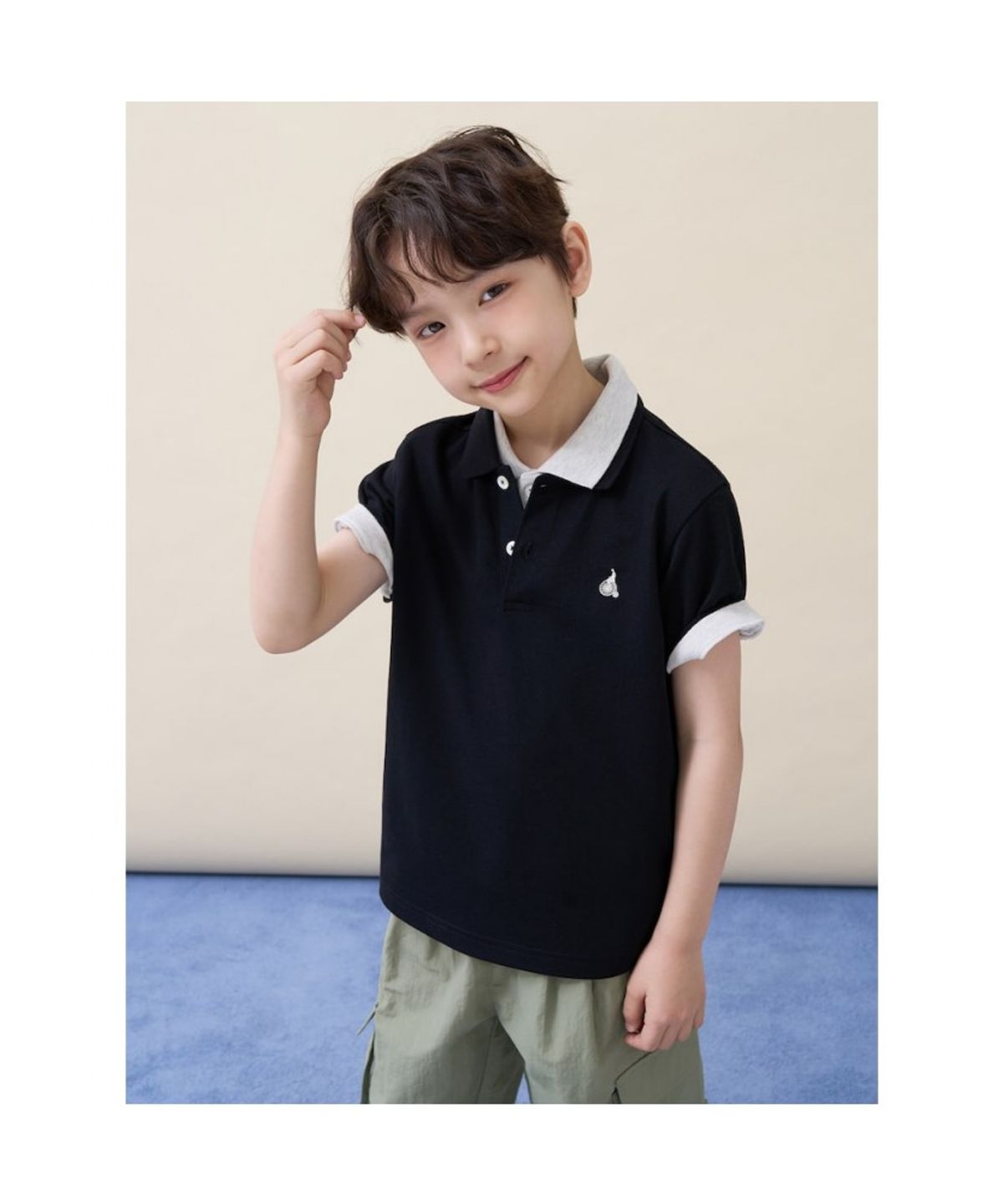 빈폴 키즈(BEANPOLE KIDS) [Essential] 피케 카라 반소매 티셔츠 - 블랙 (BI6242UE35)