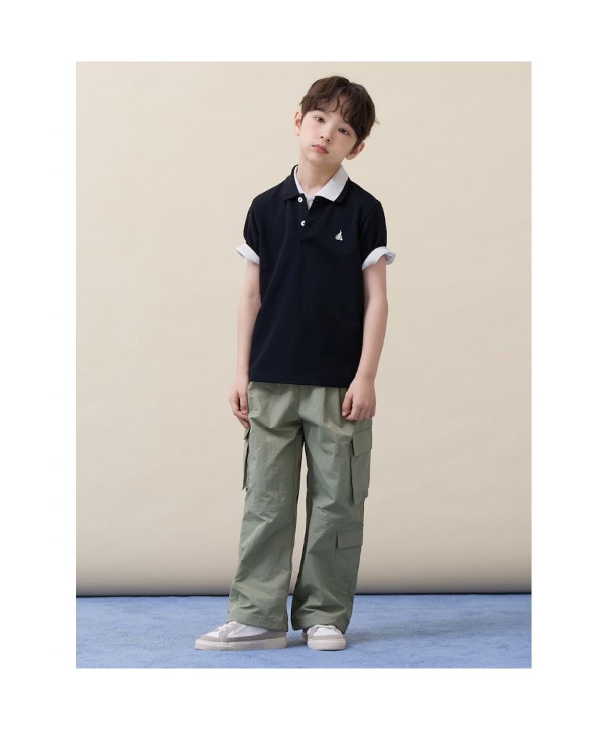 빈폴 키즈(BEANPOLE KIDS) [Essential] 피케 카라 반소매 티셔츠 - 블랙 (BI6242UE35)