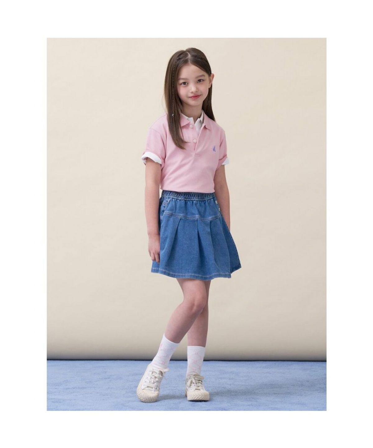 빈폴 키즈(BEANPOLE KIDS) [Essential] 피케 카라 반소매 티셔츠 - 라이트 핑크 (BI6242UE3Y)