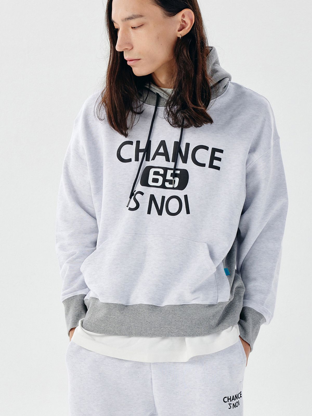 챈세스노이(CHANCE'S NOI) 바스켓 스웨트 후디드(차콜그레이멜란지네이비)/BAMXHD