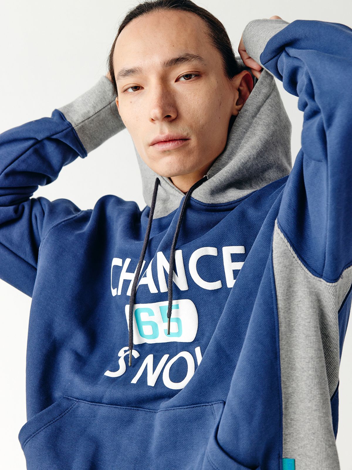 챈세스노이(CHANCE'S NOI) 바스켓 스웨트 후디드(차콜그레이멜란지네이비)/BAMXHD