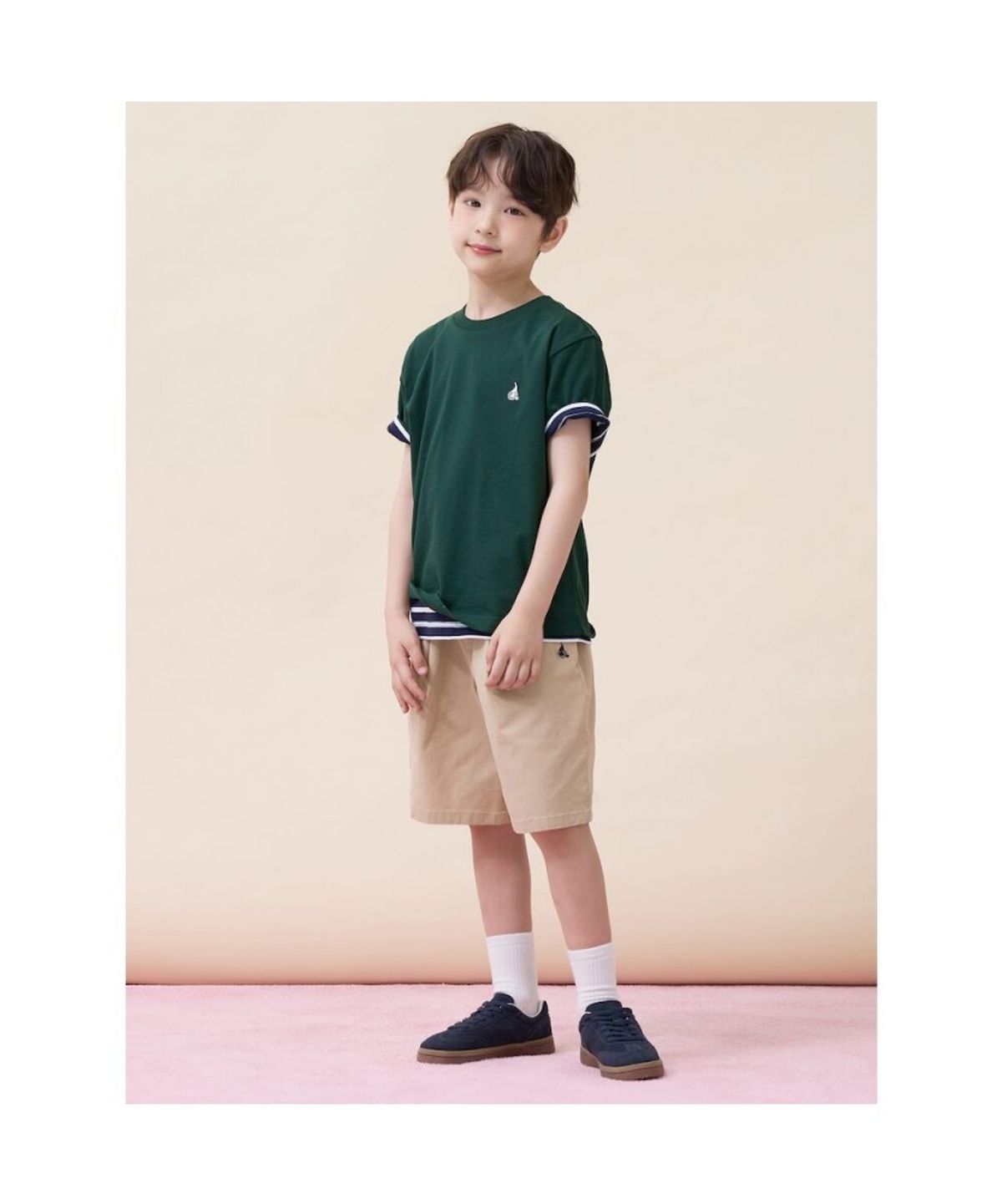 빈폴 키즈(BEANPOLE KIDS) [Essential] 수피마 베이직 반소매 티셔츠 - 그린 (BI6242UE1M)