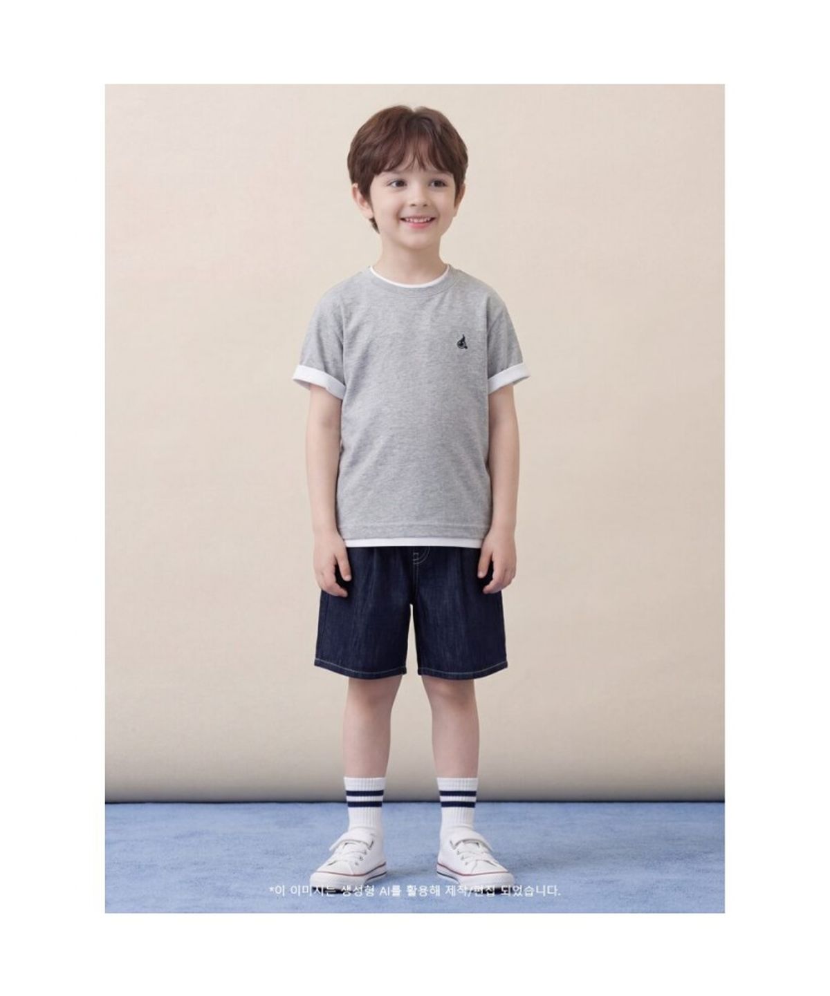 빈폴 키즈(BEANPOLE KIDS) [Essential] 수피마 베이직 반소매 티셔츠 - 그레이 (BI6242UE13)