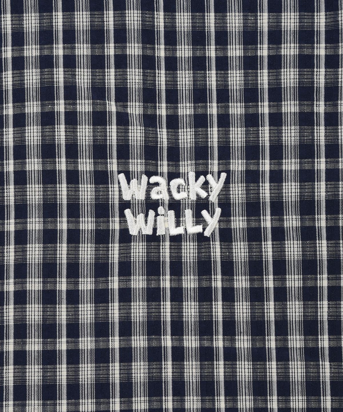 와키윌리(WACKY WILLY) 시어서커 체크 긴팔셔츠 네이비