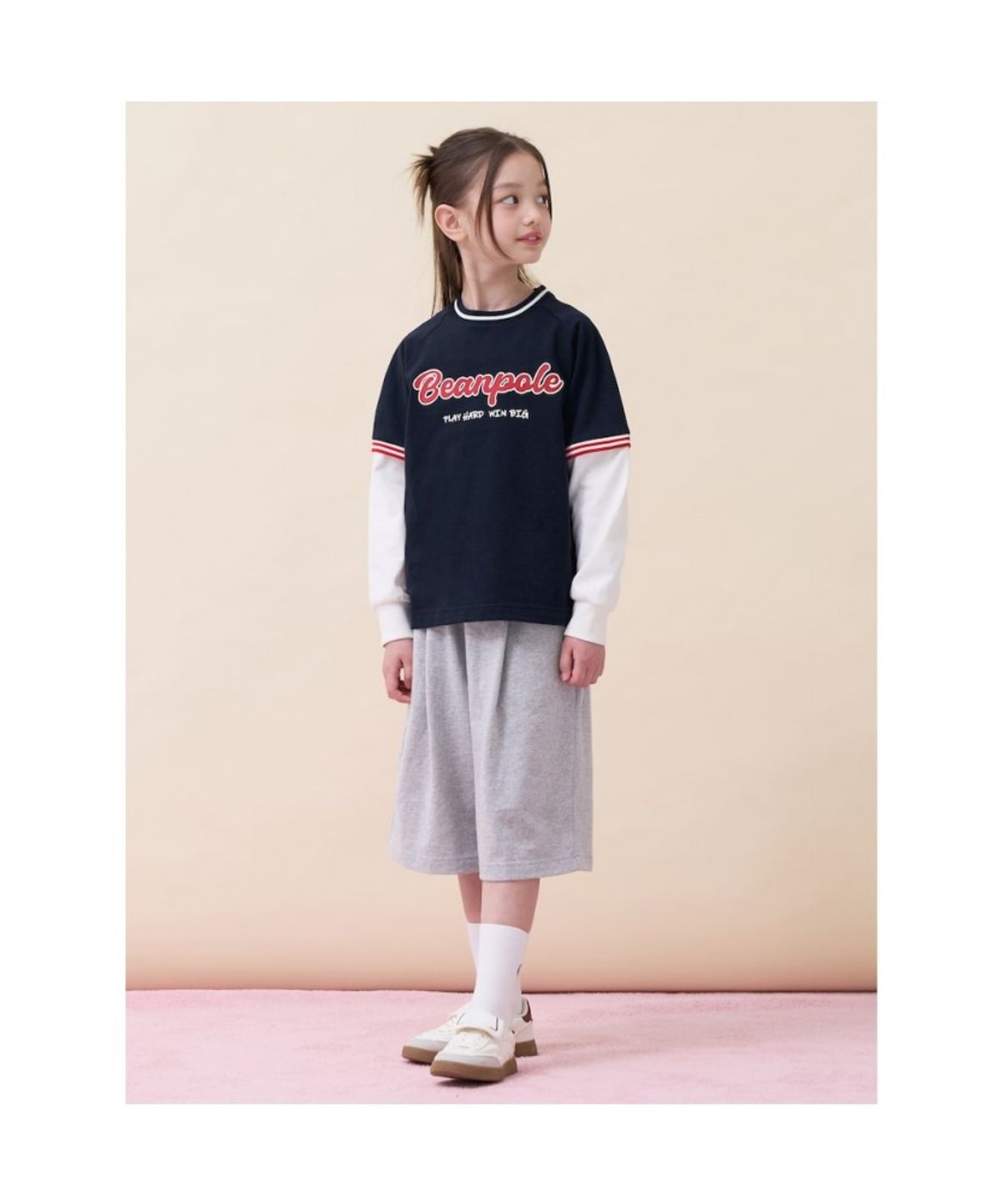 빈폴 키즈(BEANPOLE KIDS) 그래픽 레이어드 티셔츠 버뮤다 상하세트 - 네이비 (BI6241U04R)
