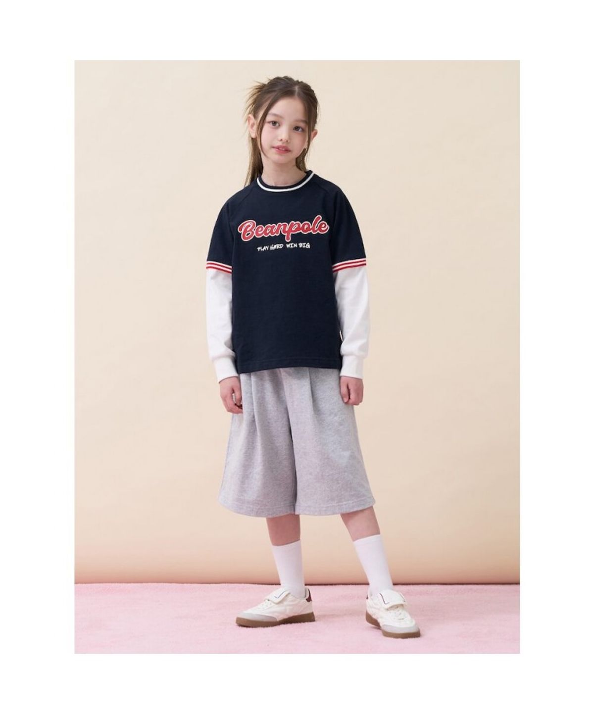 빈폴 키즈(BEANPOLE KIDS) 그래픽 레이어드 티셔츠 버뮤다 상하세트 - 네이비 (BI6241U04R)