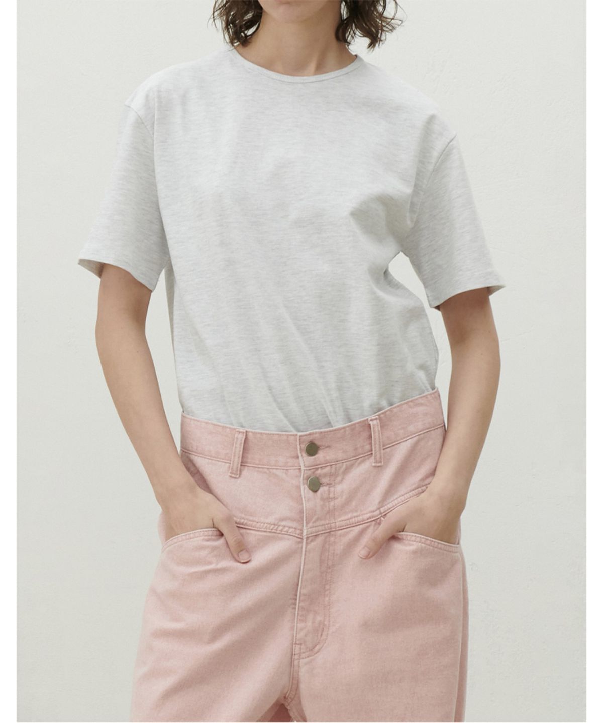 모먼(MOMEN) [MOMEN] Basic Cotton T- shirts- Light Grey_XMBAS3Y311109