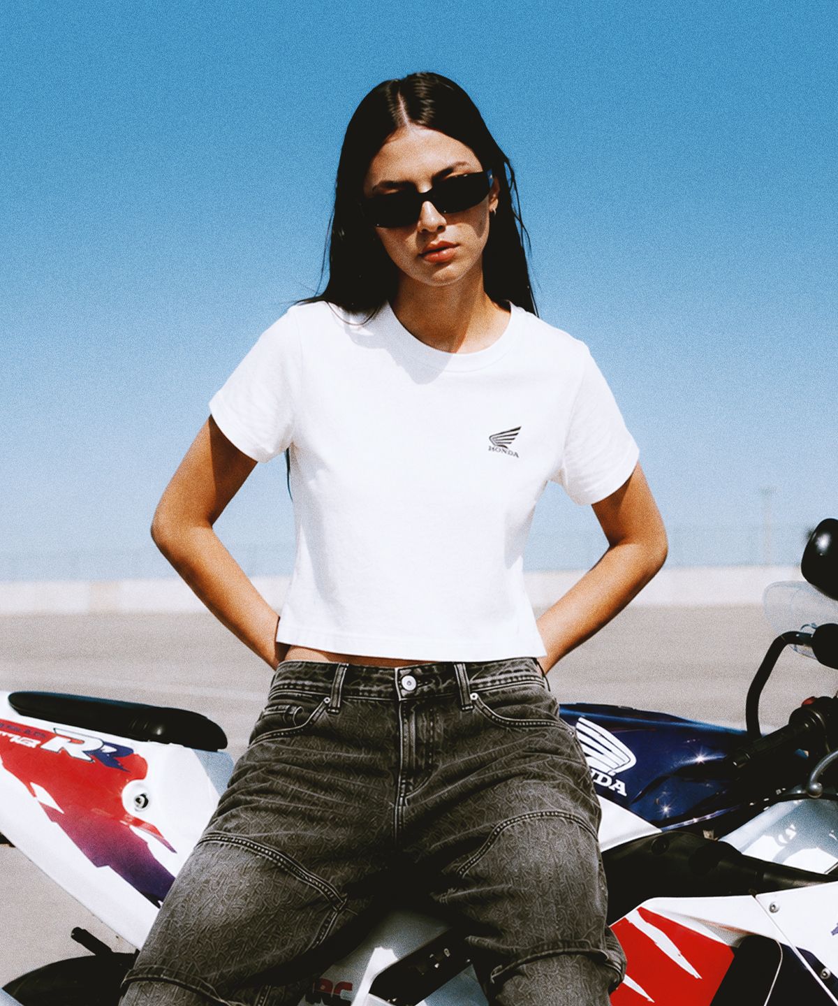핍스 모터사이클(PHYPS MOTORCYCLE) [2Pack] Womens Speed Cool Crop Short Sleeve White & Black