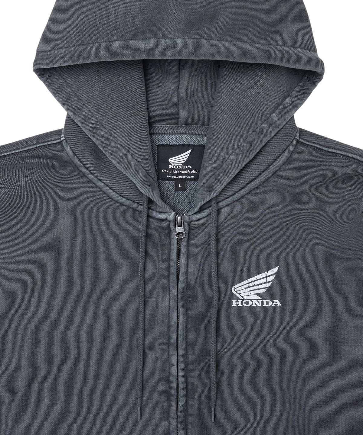 핍스 모터사이클(PHYPS MOTORCYCLE) Pigment Scratch Logo Hoodie Zip-Up Navy