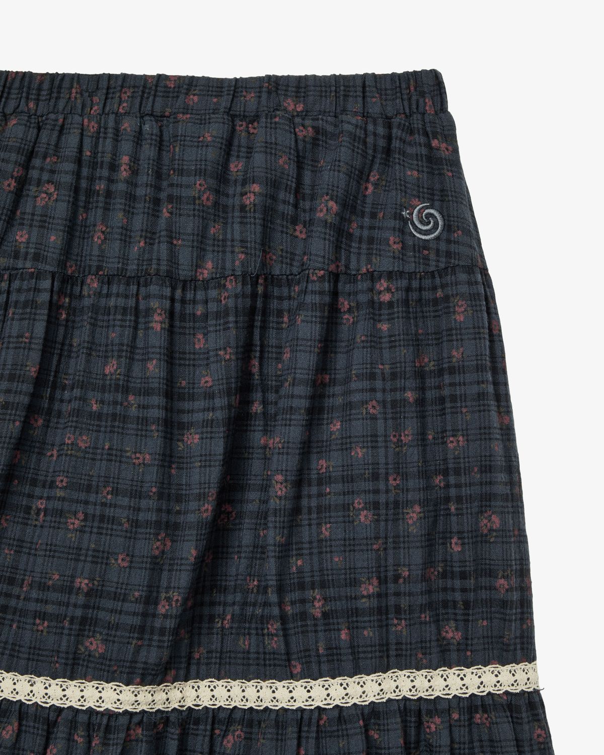 에이이에이이(AEAE) PATTERN TIERED SKIRT [NAVY]