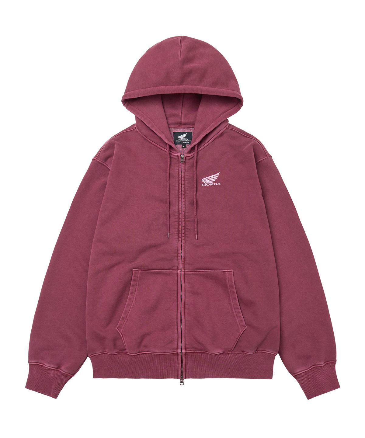 핍스 모터사이클(PHYPS MOTORCYCLE) Pigment Scratch Logo Hoodie Zip-Up Red