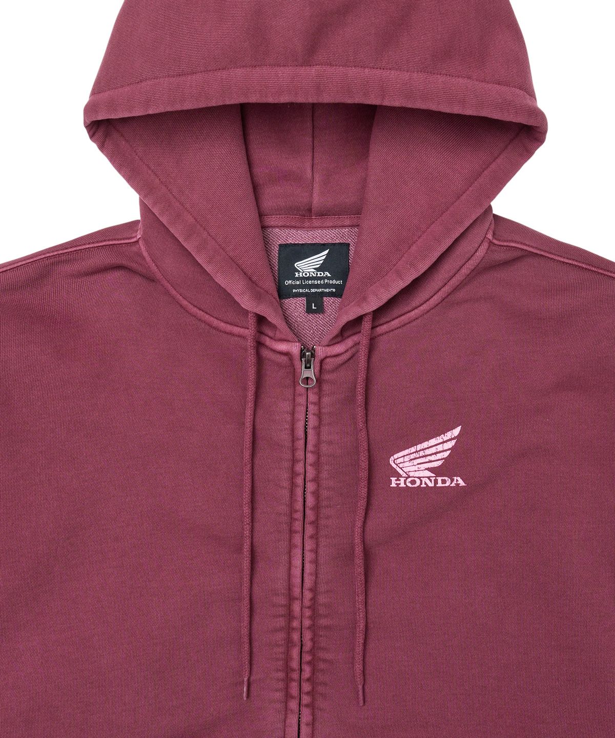 핍스 모터사이클(PHYPS MOTORCYCLE) Pigment Scratch Logo Hoodie Zip-Up Red