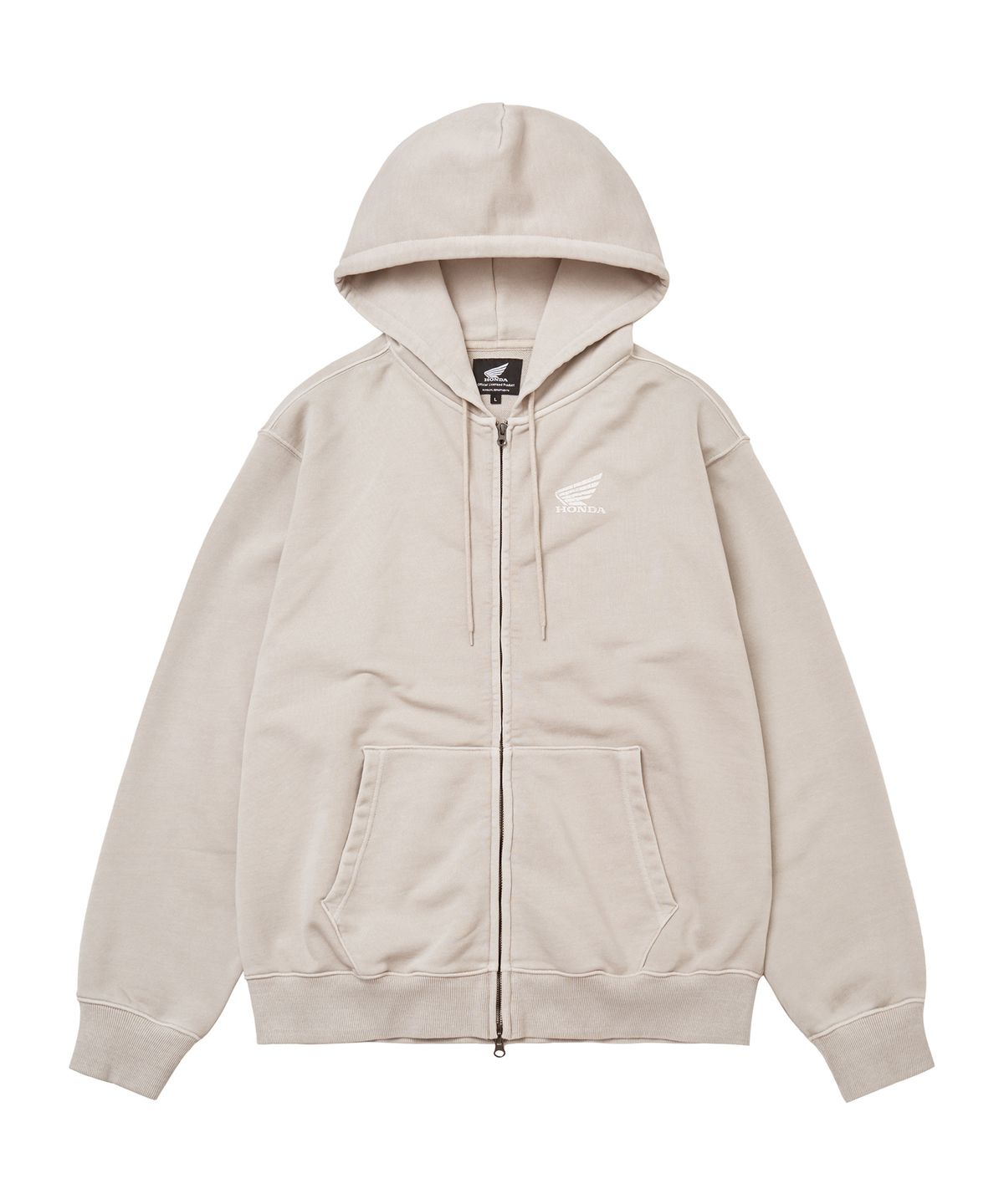 핍스 모터사이클(PHYPS MOTORCYCLE) Pigment Scratch Logo Hoodie Zip-Up Beige