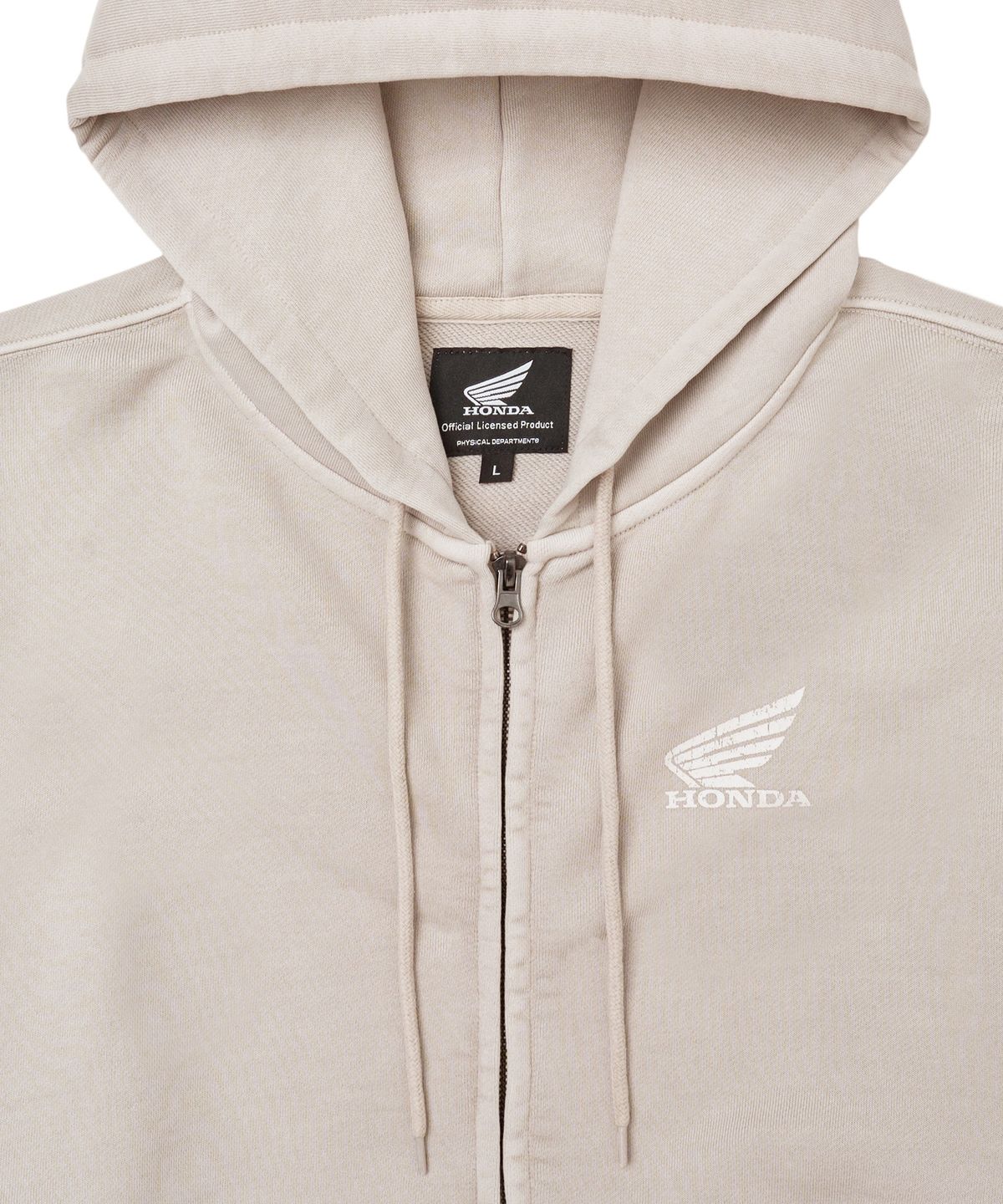 핍스 모터사이클(PHYPS MOTORCYCLE) Pigment Scratch Logo Hoodie Zip-Up Beige