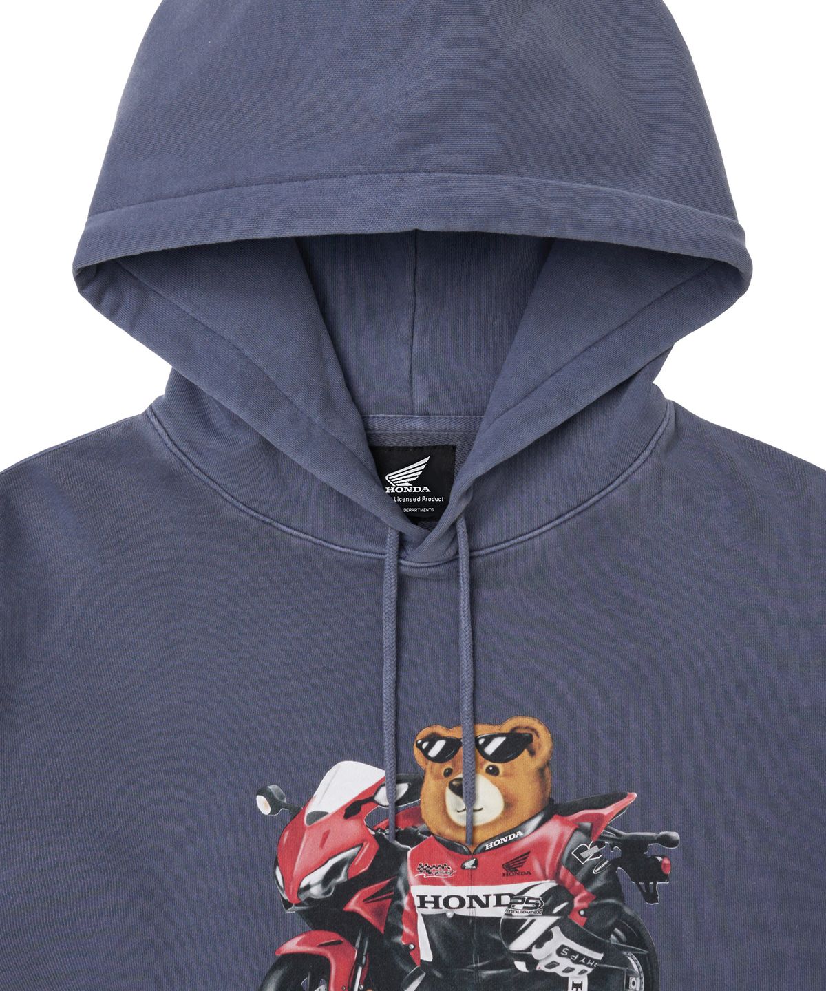 핍스 모터사이클(PHYPS MOTORCYCLE) Pigment Racing Bear Hoodie Navy