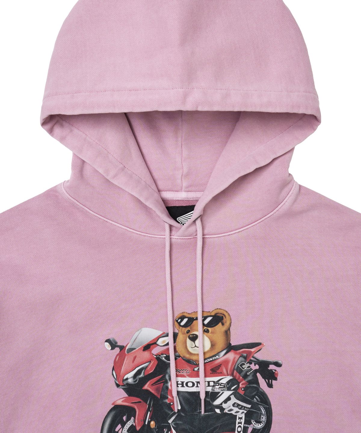 핍스 모터사이클(PHYPS MOTORCYCLE) Pigment Racing Bear Hoodie Pink