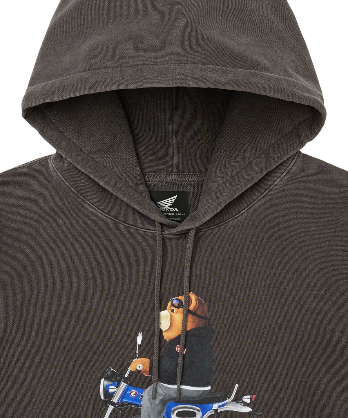 핍스 모터사이클(PHYPS MOTORCYCLE) Pigment Dax Bear Hoodie Charcoal