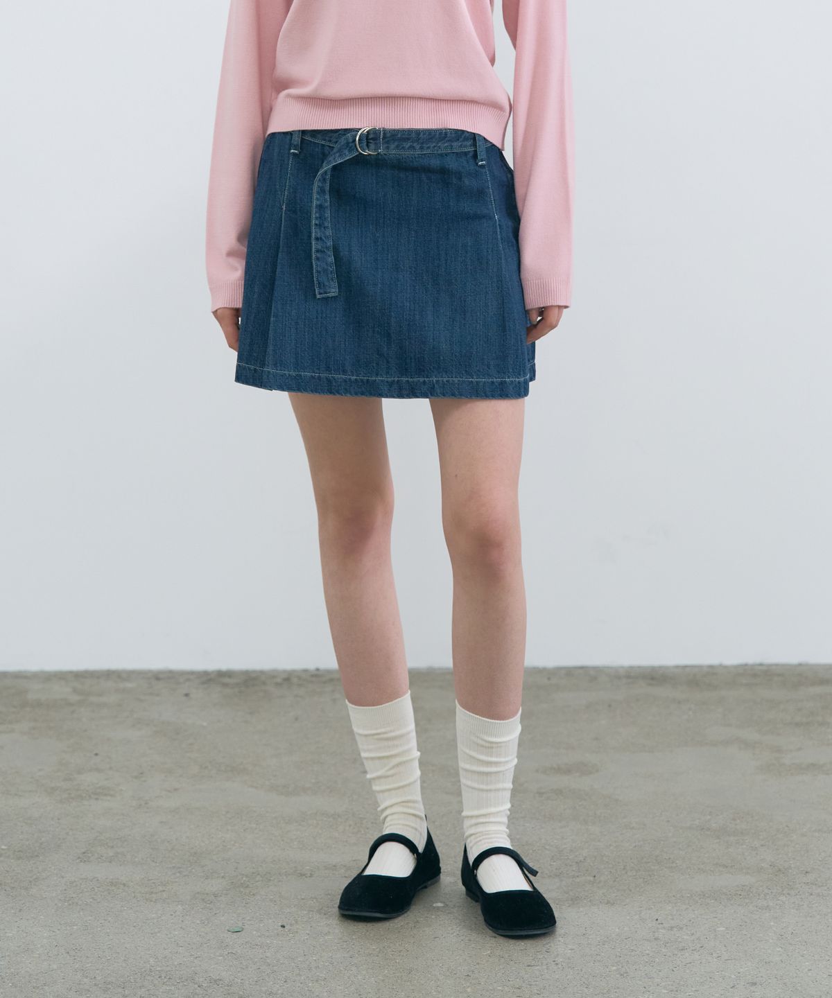 판도라핏(PANDORAFIT) Iris Ring Denim Skirt (deep blue)