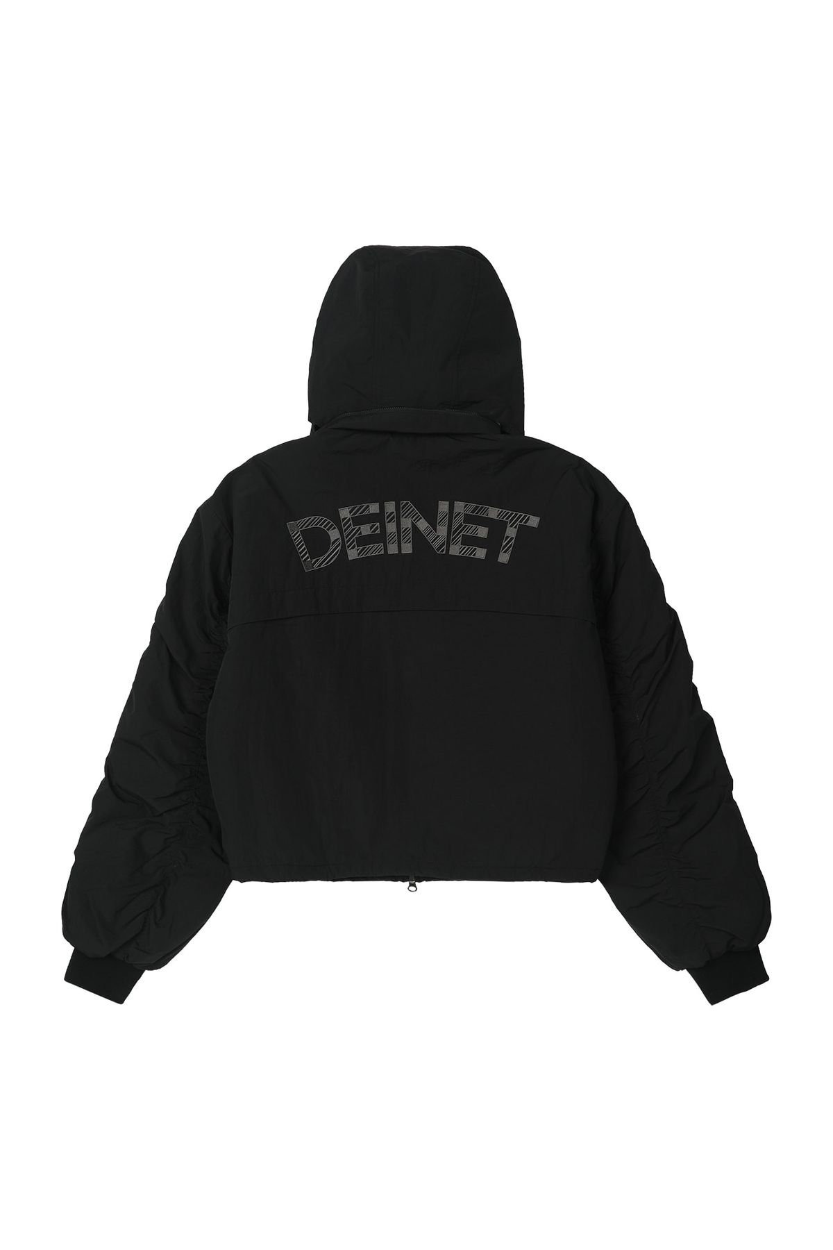 다이닛(DEINET) PARKA RING HOODED CROPPED JUMPER IN BLACK