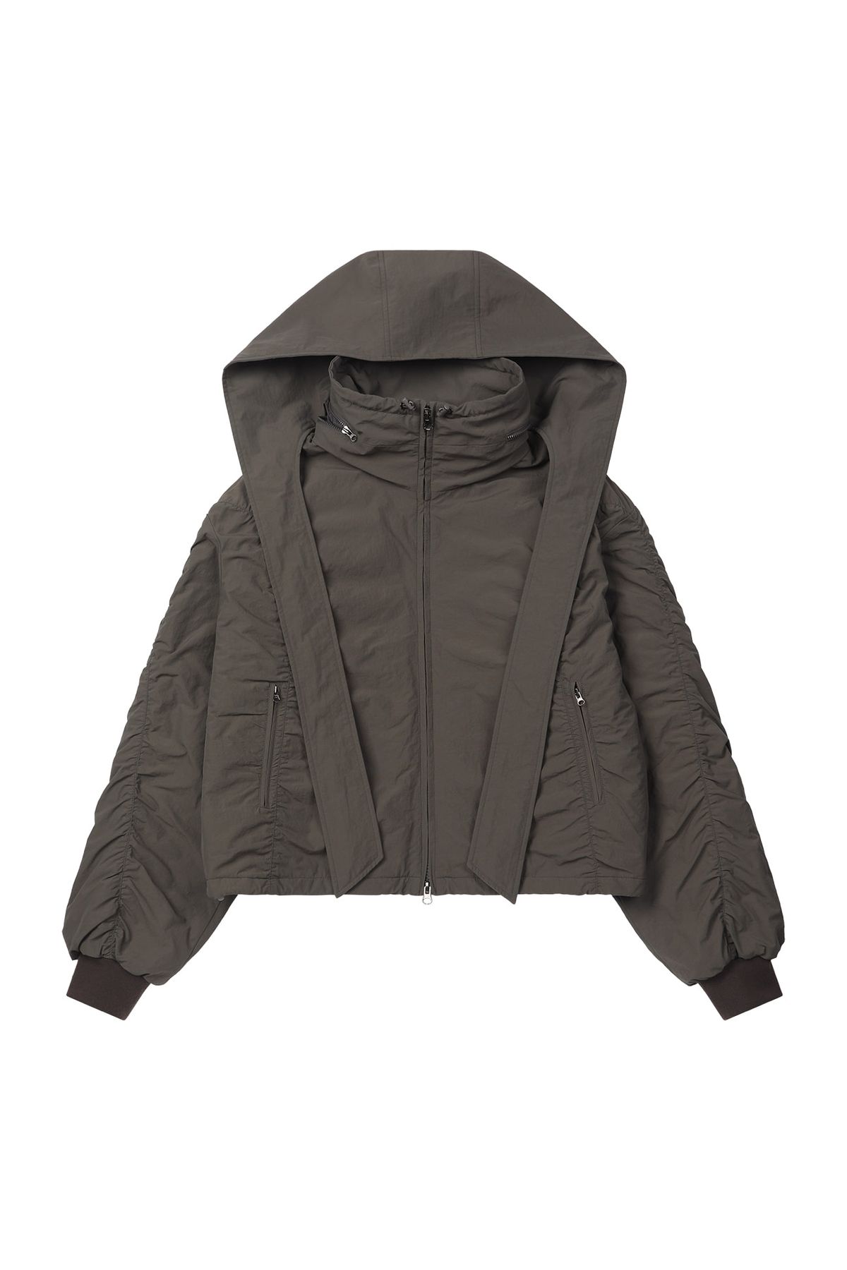 다이닛(DEINET) PARKA RING HOODED CROPPED JUMPER IN KHAKI