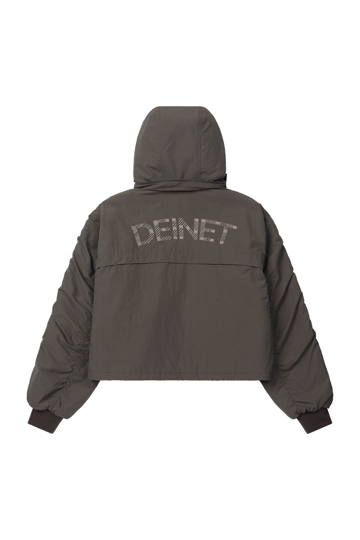 다이닛(DEINET) PARKA RING HOODED CROPPED JUMPER IN KHAKI