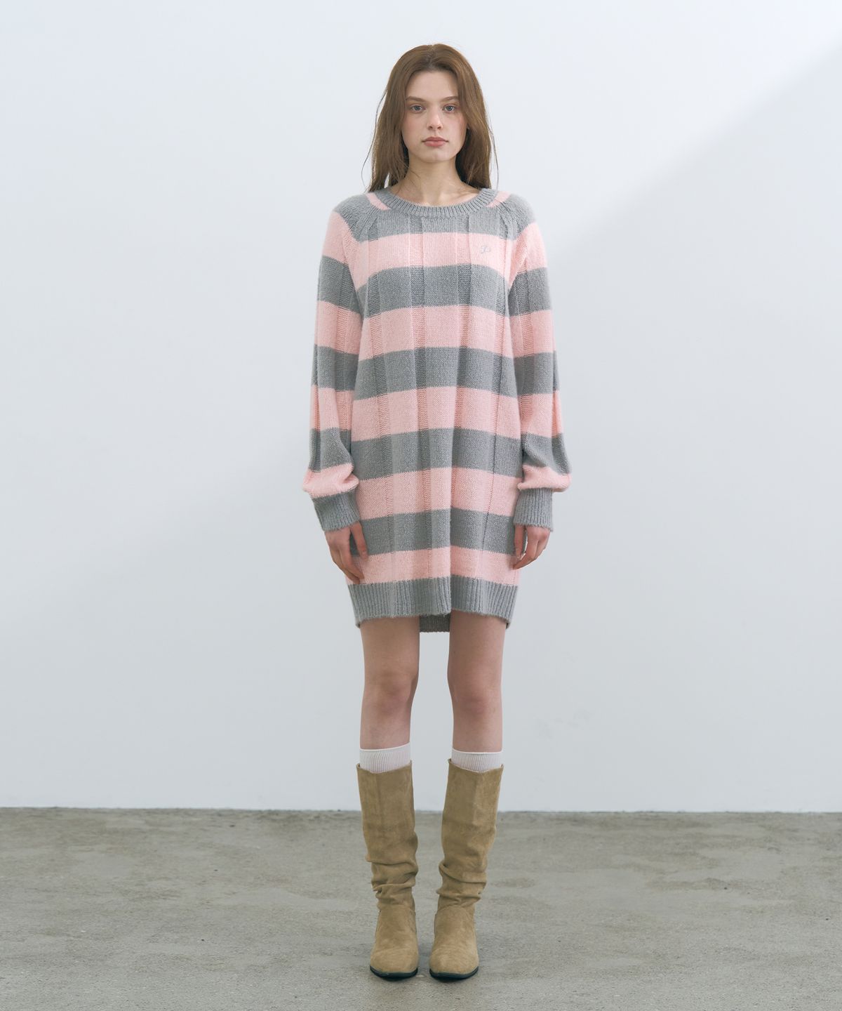 판도라핏(PANDORAFIT) Luna Stripe Knit Dress (melange gray)