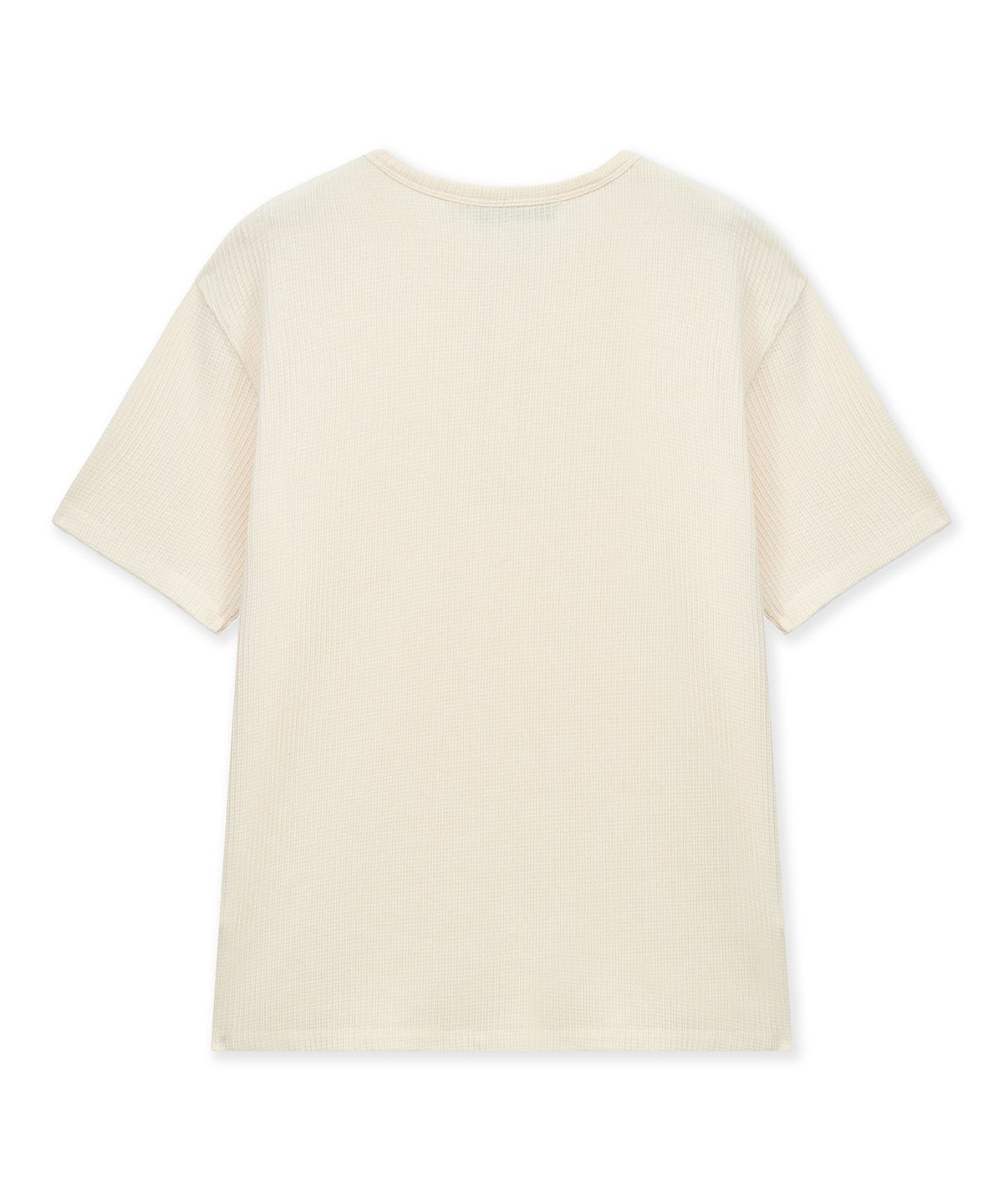 언지미크(UNGIMMICK) SHORT-SLEEVED WAFFLE HENLEY T-SHIRT (IVORY)
